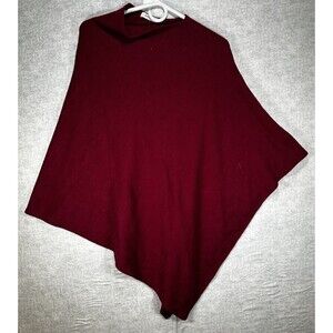 Jenny Boston Poncho Cape Women’s One Size Maroon Polyester Cotton Blend